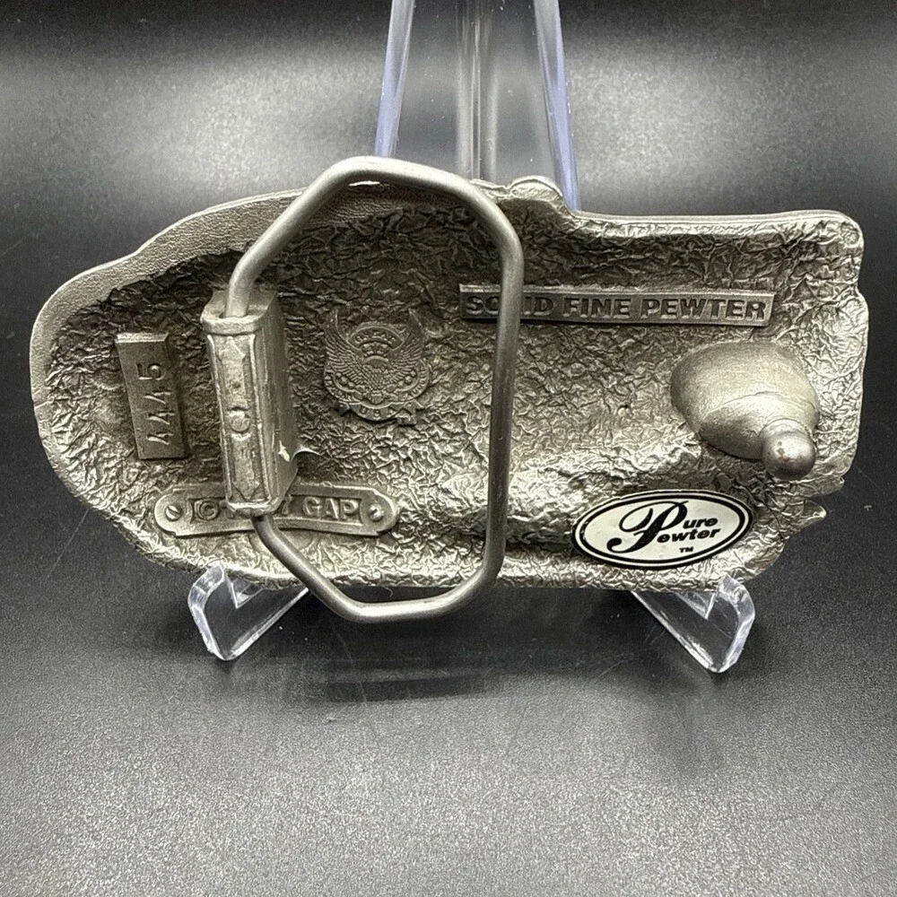 New Vintage 1997 GAP Rattlesnake Snake Head Fine Pewter Belt Buckle USA